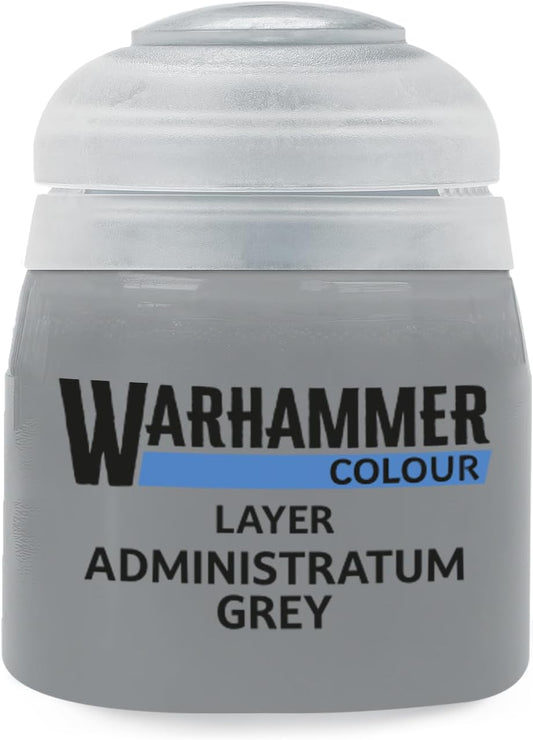 Warhammer Colour Layer Acrylic Paint, Administratum Grey, 12ml, Matte Finish, for Miniature Painting