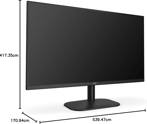 AOC 24B2XDAM - 24 Inch FHD Monitor, 75Hz, VA, 4ms Speakers, Flicker Free, Frameless Design (1920 x 1080 @ 75Hz, HDMI/VGA/ DVI), Black