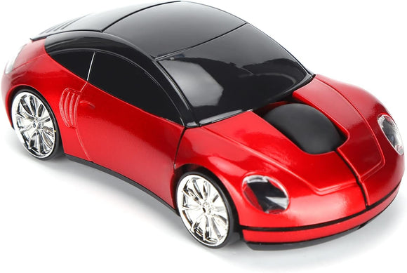 2.4GHz Wireless Mouse Car Shape Ergonomic Optical Cordless Mice with USB Receiver Mause for PC Office Laptops(red)