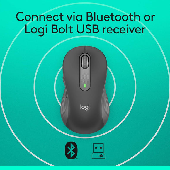 Logitech Signature M650 L Full Size Wireless Mouse - For Large Sized Hands, 2-Year Battery, Silent Clicks, Customisable Side Buttons, Bluetooth, for PC/Mac/Multi-Device/Chromebook - Grey
