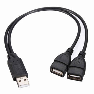 USB 2.0 A Male plug to 2 dual USB A Female jack Y splitter