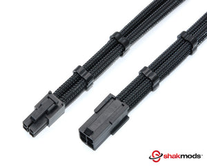 4 Pin 50cm Black ATX CPU Motherboard Sleeved Extension lead