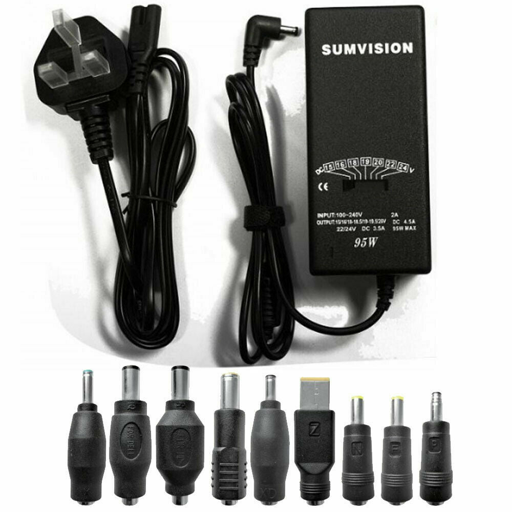 Sumvision Universal Laptop AC Charger Adapter Power Supply Charger 95W 9 tips