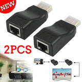 HDMI Signal Extender To RJ45 Over Cat 5e/6 Network Ethernet Adapter 2pc 1080P
