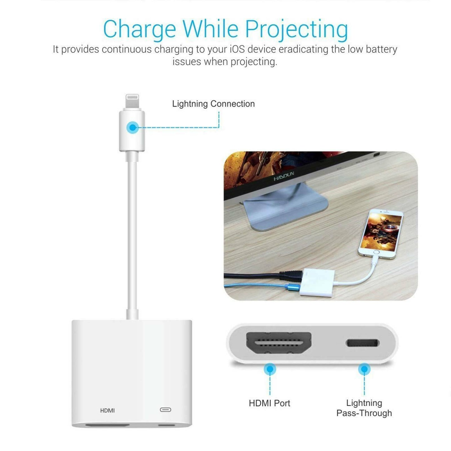 iPad Air Apple iPhone FROM 8 Pin to Digital AV TV HDMI Cable Adapter 1080P