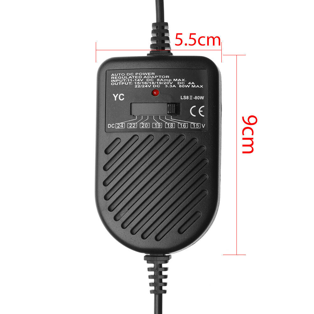 80W 15v - 24v Universal Laptop Auto Car Charger Adapter (12V input)